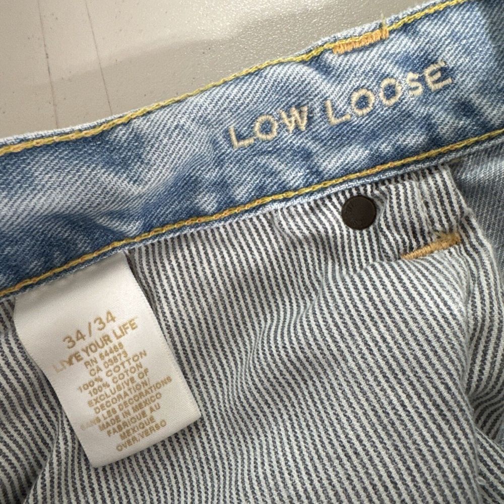 American Eagle‎ Jeans Mens Sz 34x34 (33x32) Low Loose Distressed Thrashed Grunge - Picture 9 of 13